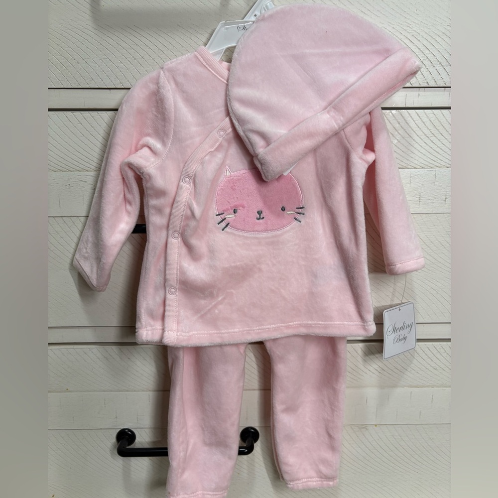 Sterling Baby | NWT Soft Velour Cat Matching Set with Hat